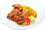 Grilled 1/4 chicken, marinated in our special  sauce, served with mejadra rice