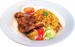 Grilled 1/2 chicken, marinated in our special  sauce, served with mejadra rice 